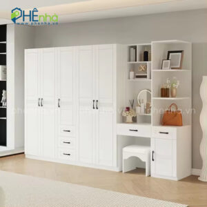 tủ quần áo 6 cánh kết hợp bàn trang điểm