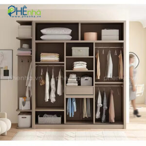 tủ quần áo gỗ mdf 2 cánh cửa trượt