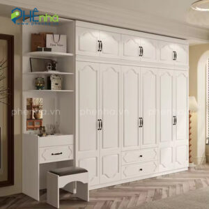 tủ quần áo mở quay kết hợp bàn trang điểm