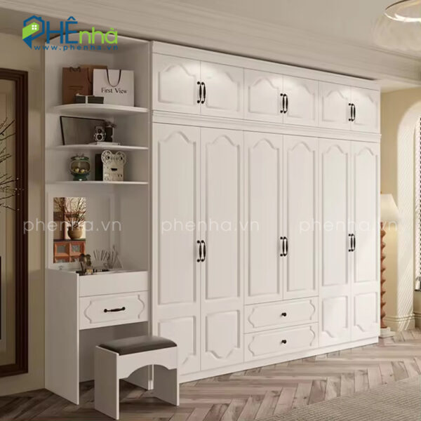 tủ quần áo mở quay kết hợp bàn trang điểm