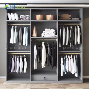 tủ quần áo cửa quay 6 cánh kịch trần