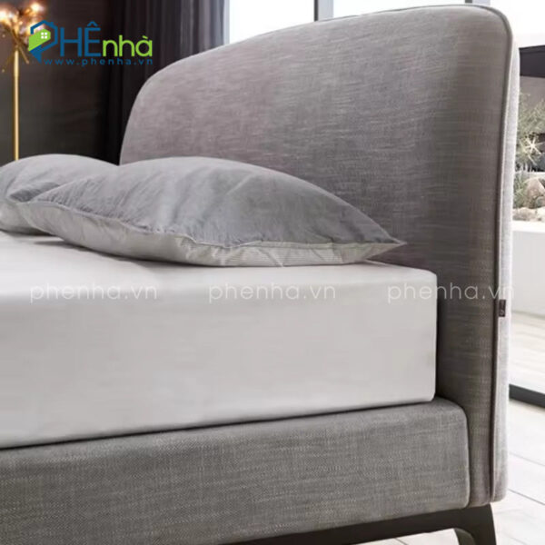 Giường ngủ đơn giản bọc vải nỉ màu xám - GN45 - Hình ảnh 5