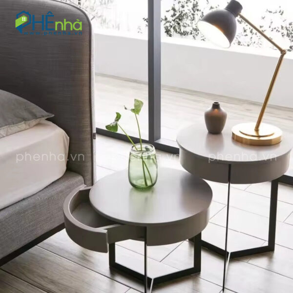 Giường ngủ đơn giản bọc vải nỉ màu xám - GN45 - Hình ảnh 3