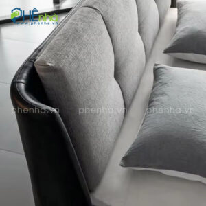 giường ngủ bọc da kết hợp nỉ