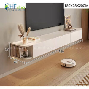 kệ tivi treo tường màu trắng