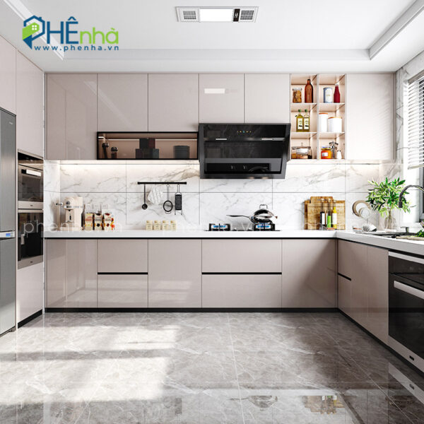 Tủ bếp phủ Acrylic gỗ MDF An Cường cốt xanh