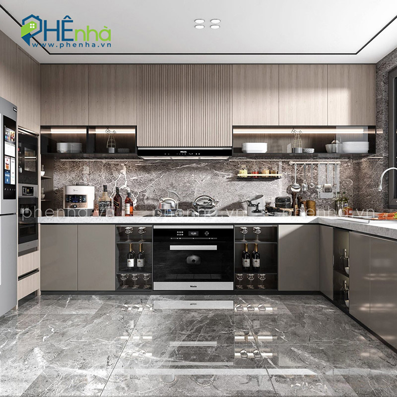 tủ bếp gỗ mdf hiện đại