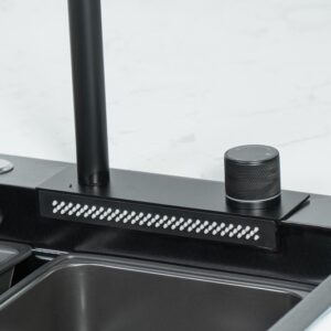 Bộ vòi chậu rửa 1 hố thác nước nano đen cao cấp - FC-B7546