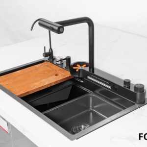 Bộ chậu vòi rửa một hố thác nước nano cao cấp Fulco - FC-C7546