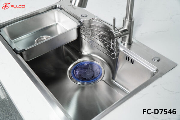 Bộ chậu vòi rửa 1 hố inox304 xước mờ cao cấp Fulco - FC-D7546