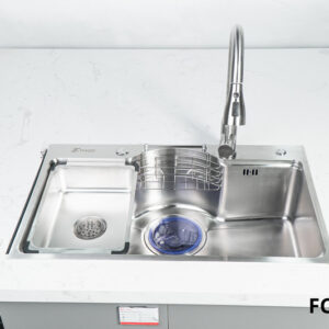 Bộ chậu vòi rửa 1 hố inox304 xước mờ cao cấp Fulco - FC-D7546