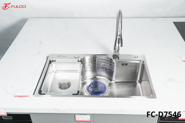 Bộ chậu vòi rửa 1 hố inox304 xước mờ cao cấp Fulco - FC-D7546