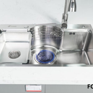 Bộ chậu vòi rửa 1 hố inox304 xước mờ cao cấp Fulco - FC-D7546