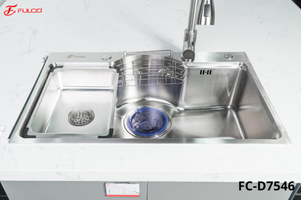Bộ chậu vòi rửa 1 hố inox304 xước mờ cao cấp Fulco - FC-D7546