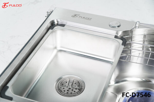 Bộ chậu vòi rửa 1 hố inox304 xước mờ cao cấp Fulco - FC-D7546