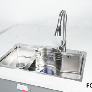 Bộ chậu vòi rửa 1 hố inox304 xước mờ cao cấp Fulco - FC-D7546