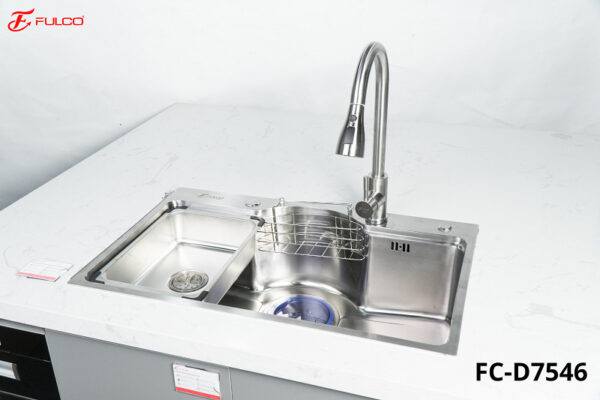 Bộ chậu vòi rửa 1 hố inox304 xước mờ cao cấp Fulco - FC-D7546