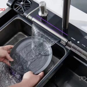 Bộ chậu vòi rửa một hố thác nước nano cao cấp Fulco - FC-E7546