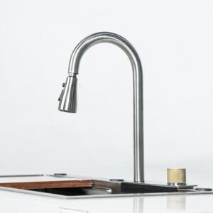 Bộ chậu vòi rửa 1 hố thác nước inox trắng xước - FC-B7546