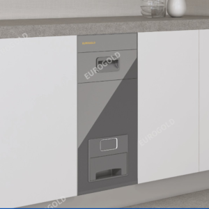 Thùng gạo mặt gương nút nhấn màu ghi