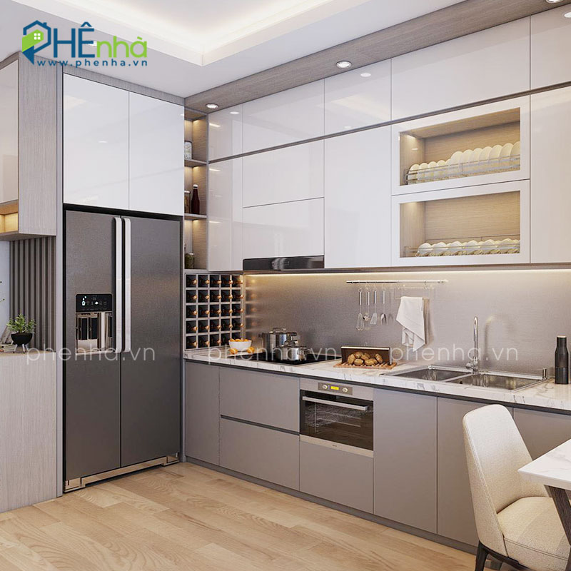 tủ bếp acrylic hiện đại