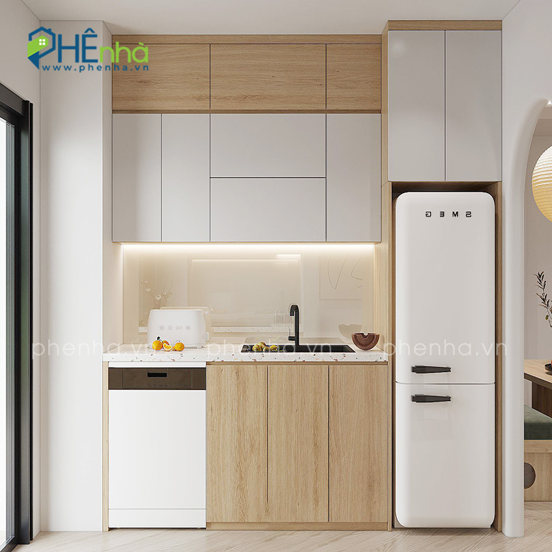 tủ bếp chữ I đơn giản