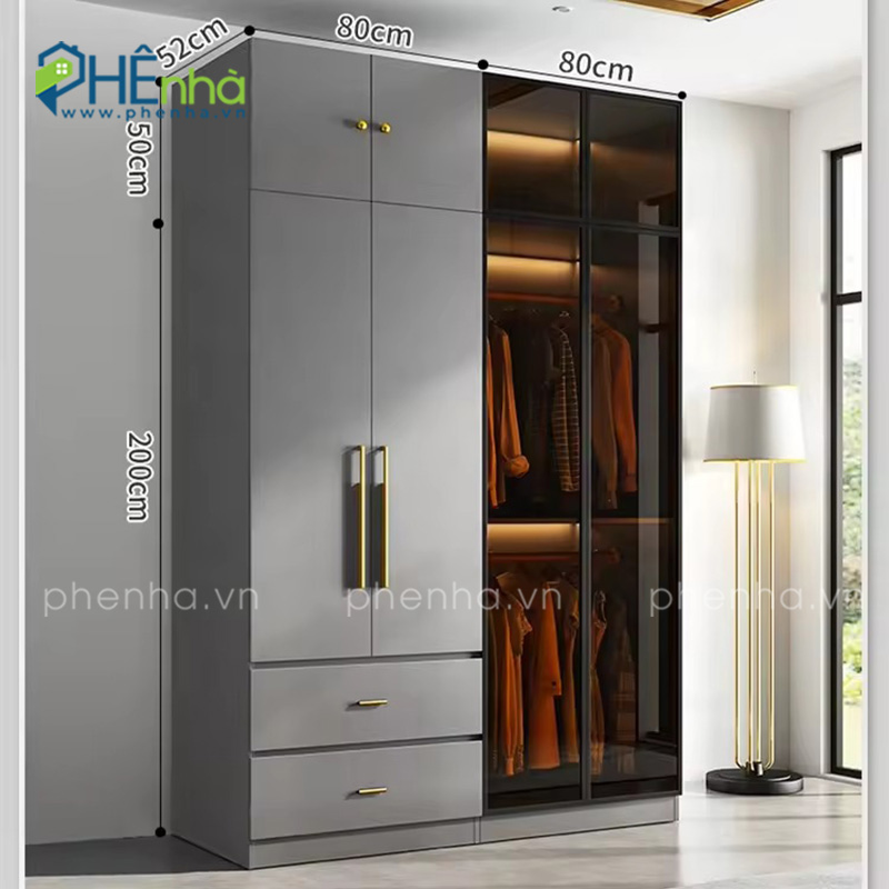 tủ quần áo cánh kính hiện đại