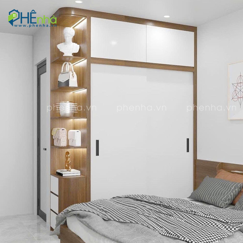 tu quan ao 2 canh cua lua mau trang co den led ta59 1