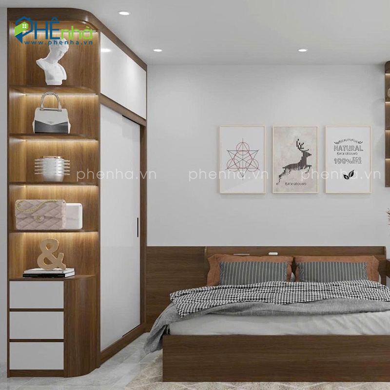 tu quan ao 2 canh cua lua mau trang co den led ta59 2