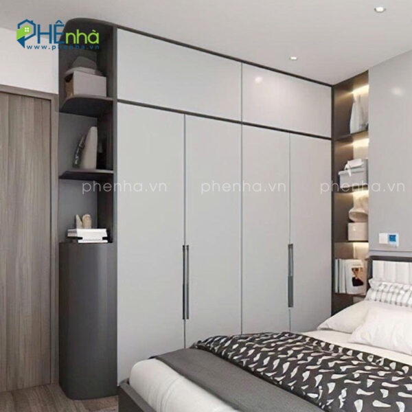 Tủ quần áo 4 cánh kết hợp kệ trang trí tiện nghi - TA56 - Hình ảnh 2