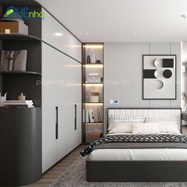Tủ quần áo 4 cánh kết hợp kệ trang trí tiện nghi - TA56 - Hình ảnh 3