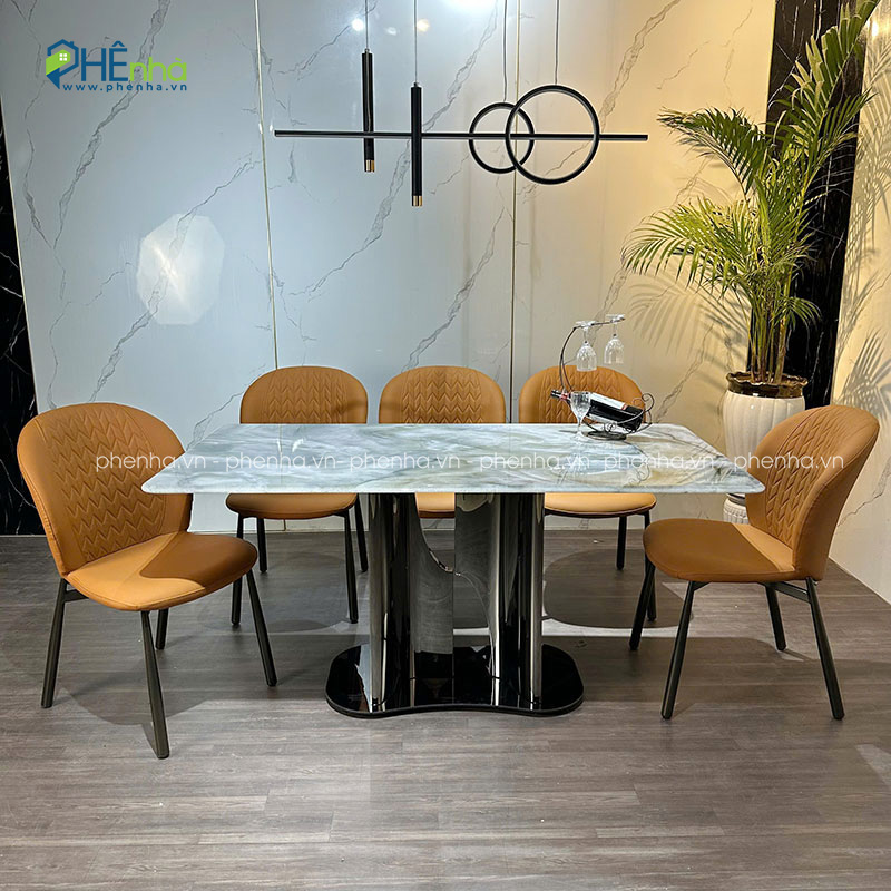 Bàn ghế ăn mặt đá 