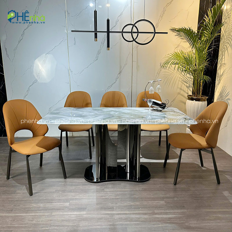 Bàn ghế ăn mặt đá 