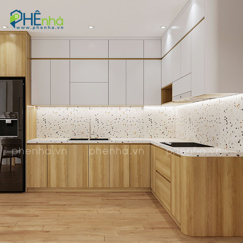mẫu tủ bếp đẹp hình chữ l